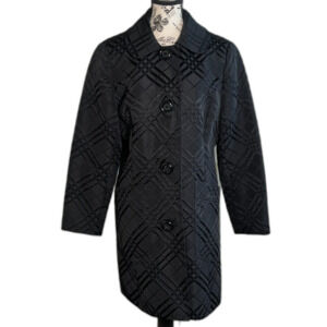 Coldwater Creek Black Patterned Longline Blazer 14 Tailored Chic Career Evening